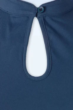Mandarin Collar Top In Marineblauw
