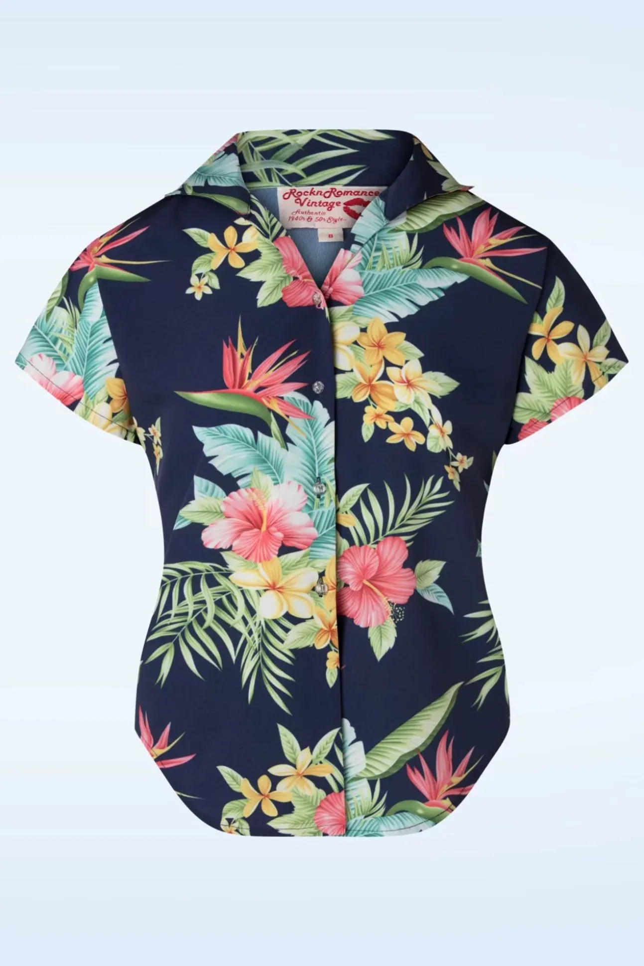 Maria Tuck In Or Tie Up Blouse In Honolulu Marineblauw