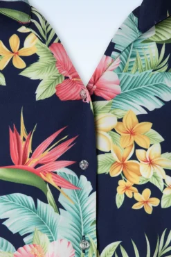 Maria Tuck In Or Tie Up Blouse In Honolulu Marineblauw