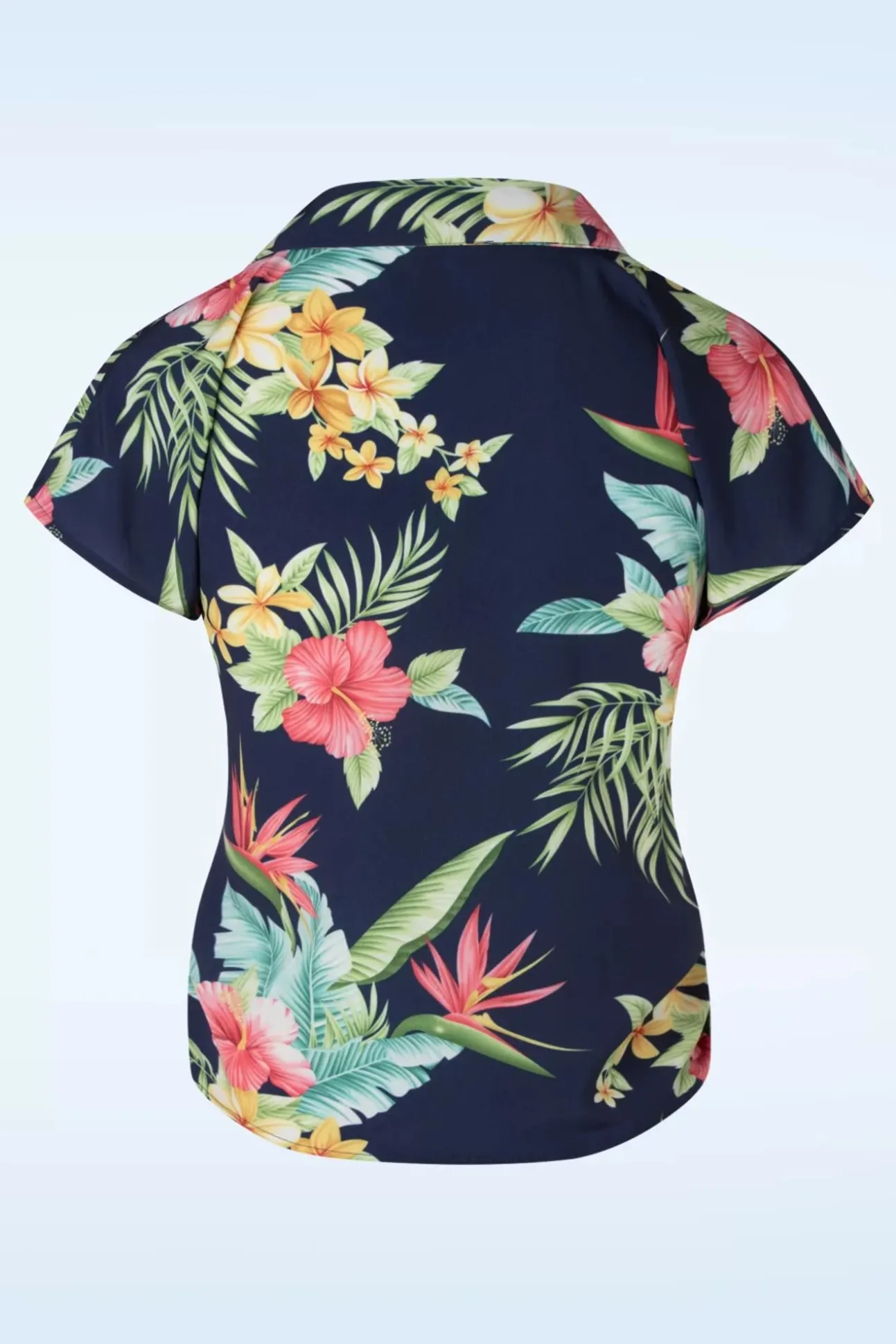 Maria Tuck In Or Tie Up Blouse In Honolulu Marineblauw