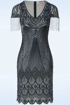 Marta Flapper Jurk In Blauw En Grijs