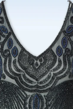 Marta Flapper Jurk In Blauw En Grijs