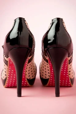 Mary Jane Pumps In Zwart En Beige Roze