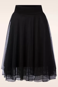Mendy Mesh Gelaagde Rok In Zwart