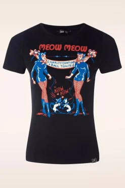 Meow Meow T-Shirt In Zwart