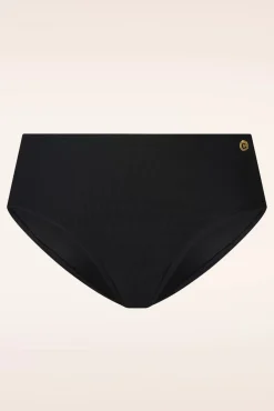 Mid Waist Bikinibroekje In Black Rib