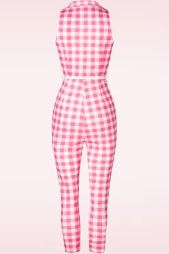 Midge Gingham Jumpsuit In Roze