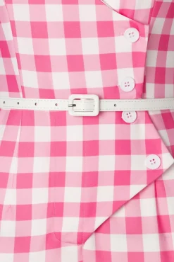 Midge Gingham Jumpsuit In Roze