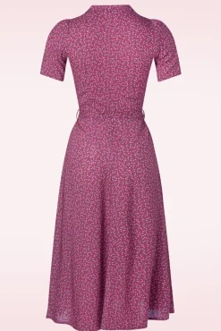 Minouche Revers Midi Jurk In Paarsrood