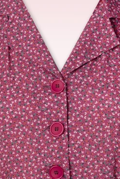 Minouche Revers Midi Jurk In Paarsrood