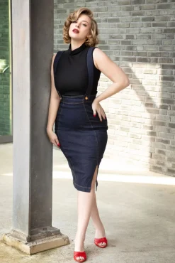 Mona Lee Pencil Rok In Classic Denim