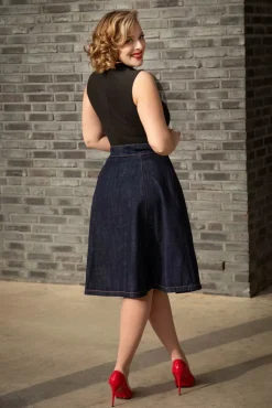 Mona Lee Swing Rok In Donkerdenim