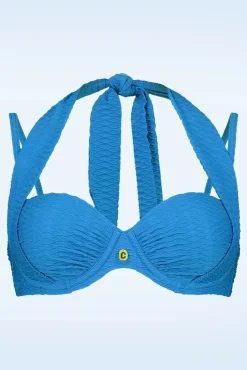 Multiway Bikinitop In Blue Snake