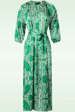 Myra Maxi Jurk In Gebroken Wit En Groen