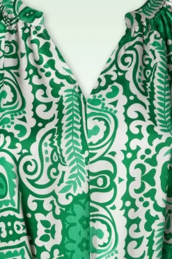 Myra Maxi Jurk In Gebroken Wit En Groen