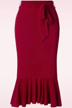 Naomi Ruffle Pencil Rok In Rood