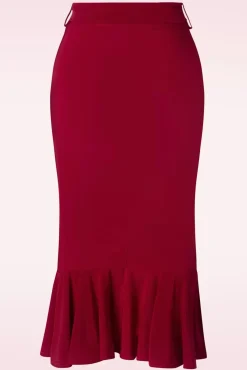 Naomi Ruffle Pencil Rok In Rood
