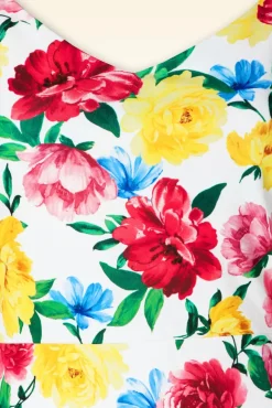 Nori Floral Pencil Jurk In Wit