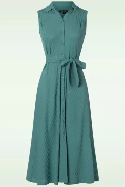 Nova Jurk Manelli Jacquard In Smoke Groen