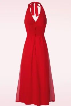 Olive Halter Jurk In Rood