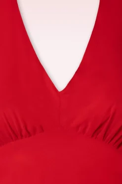 Olive Halter Jurk In Rood