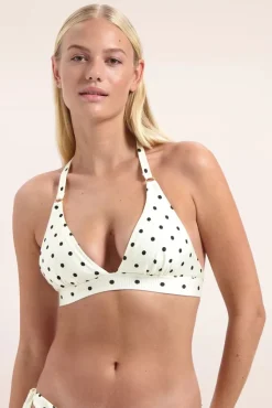 On Point Halter Bikini Top In Gebroken Wit