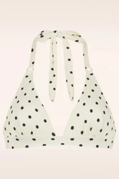 On Point Halter Bikini Top In Gebroken Wit