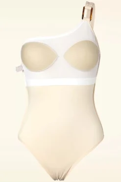 One Shoulder Badpak In Ecru