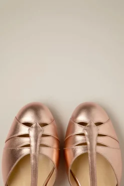 Petit Monaco T-Strap Pumps In Rose Goud