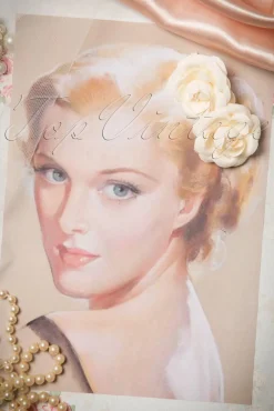 Pin-Up Paar Cremekleurige Haarclips