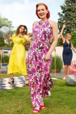 Polly Maxi Jurk In Wit En Roze