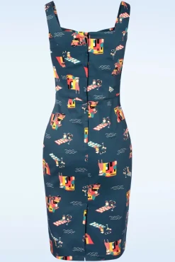 Portofino Living Pencil Jurk In Blauw