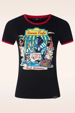 Queen Cafe T-Shirt In Zwart