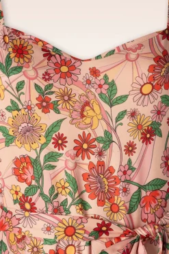 Rainbow Floral Print Jumpsuit In Licht Roze