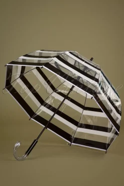 Rayures Transparent Dome Paraplu In Zwart En Wit