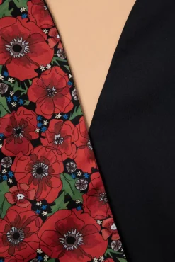 Retro Poppies Haarsjaal In Zwart En Rood