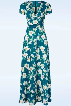 Rinda Bloemen Maxi Jurk In Blauw