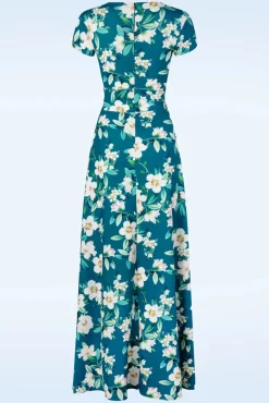 Rinda Bloemen Maxi Jurk In Blauw