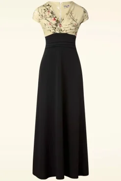 Rinda Floral Maxi Jurk In Zwart