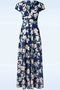 Rinda Floral Maxi Jurk In Marineblauw