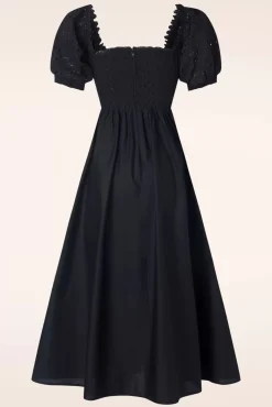 River Embroidery Swing Jurk In Zwart