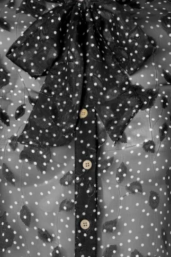 Rose Pussy Strik Blouse In Zwart