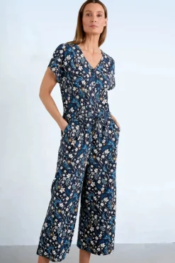 Rose Trellis Jumpsuit In Tidal Floral Maritime