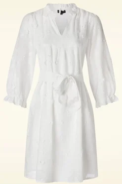 Ruth Geborduurde Jurk In Wit