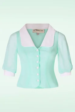 Sacha Mai Sheer Organza Blouse In Mint