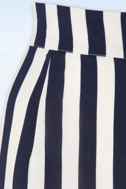 Sally Stripe Pantalon In Marineblauw
