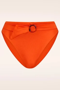 Satin High Waist Bikini Broekje In Oranje