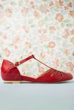 Singapore T-Strap Ballerina's Flats In Rood