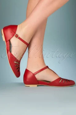 Singapore T-Strap Ballerina's Flats In Rood