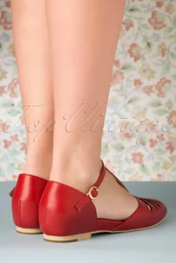 Singapore T-Strap Ballerina's Flats In Rood